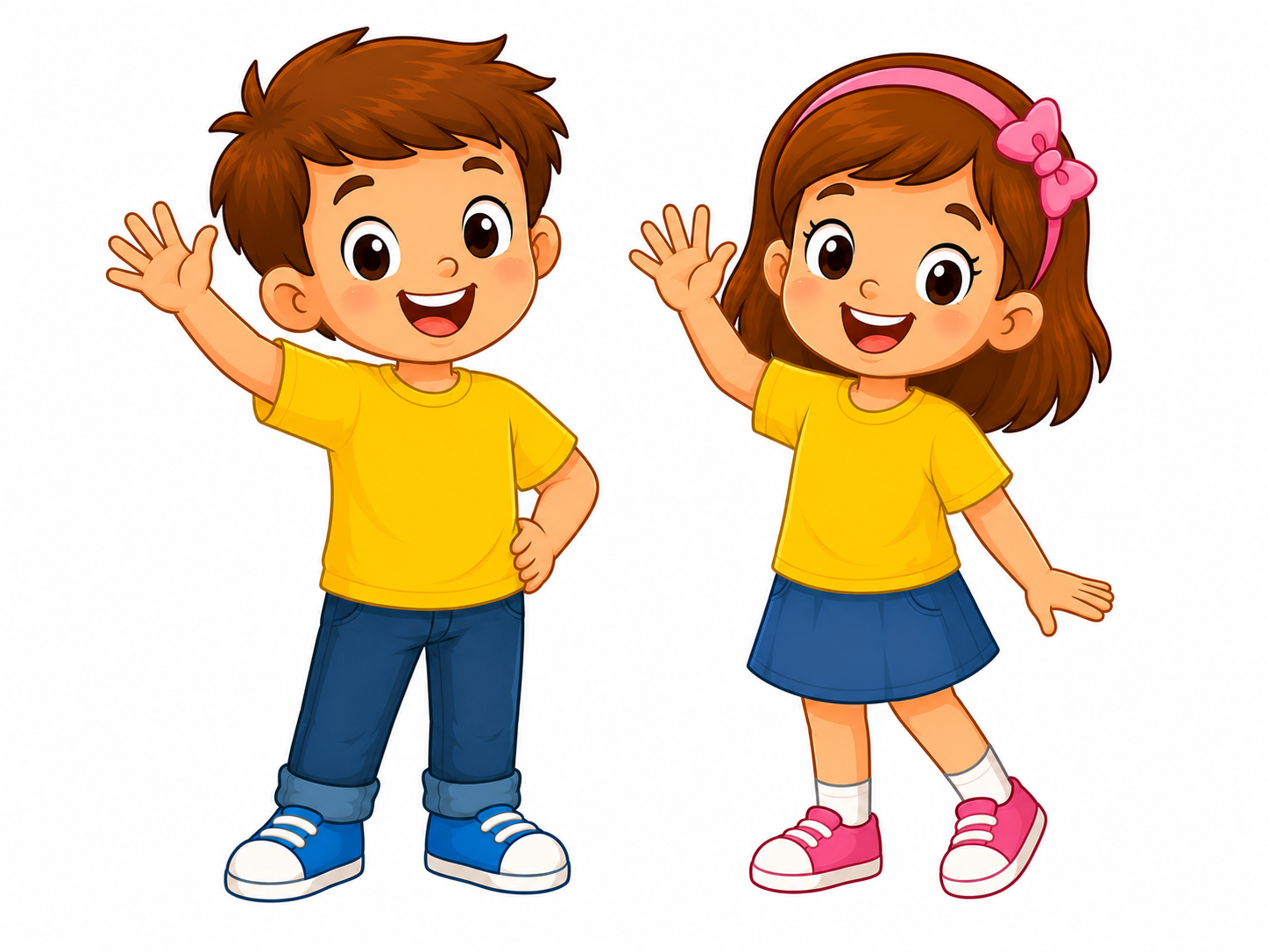Children surrounded by yellow objects and sunshine learning the color yellow