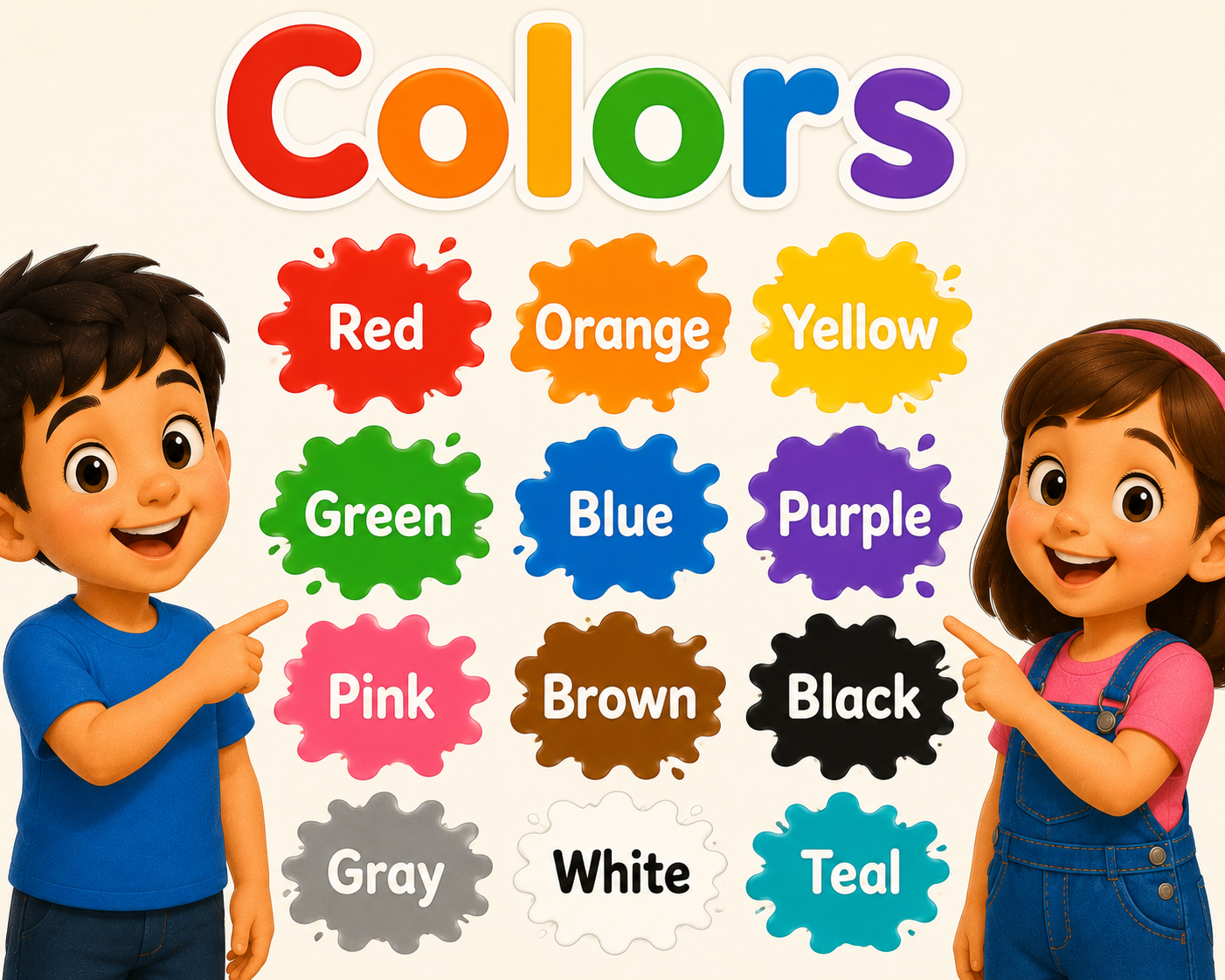Vibrant colors song card showing rainbow colors for kids