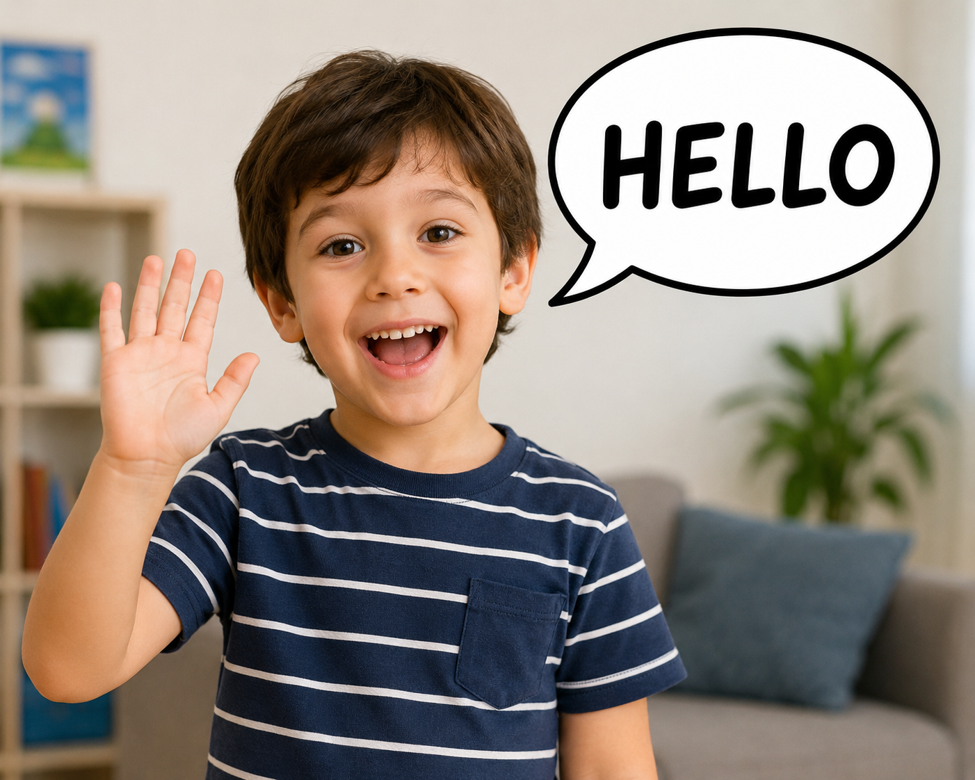 Colorful Hello song lesson card for young English learners
